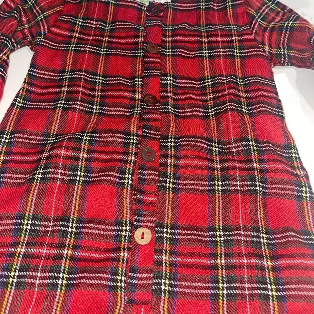 Knotted Fern Red Plaid‎ Pajamas with Flap in Back - Size 2T